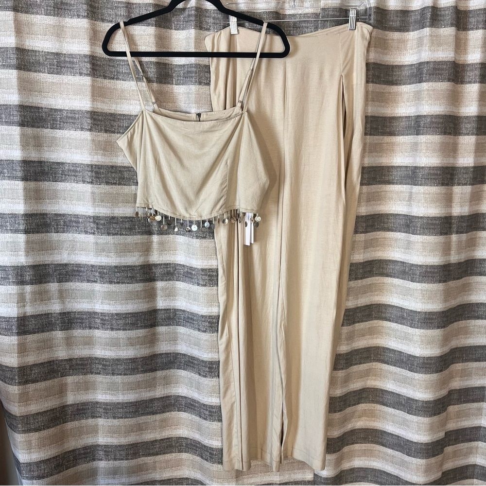 Jason Wu Tan Linen Blend Two Piece Set Size 10
